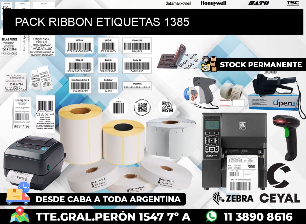 PACK RIBBON ETIQUETAS 1385