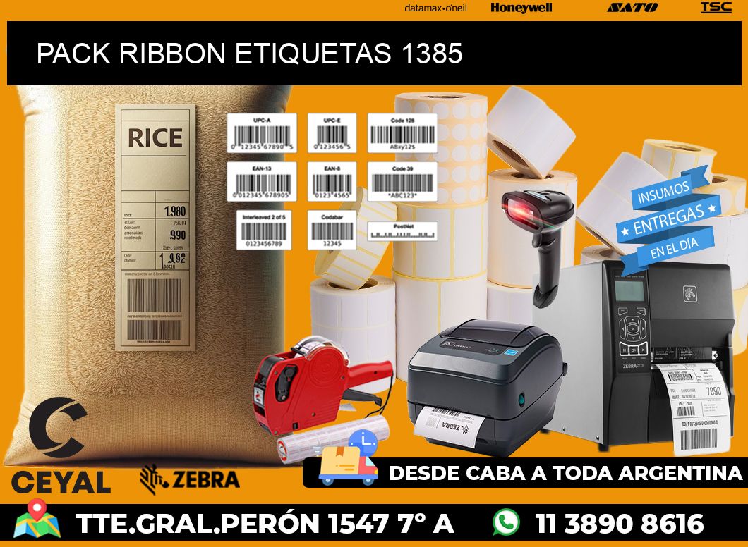 PACK RIBBON ETIQUETAS 1385