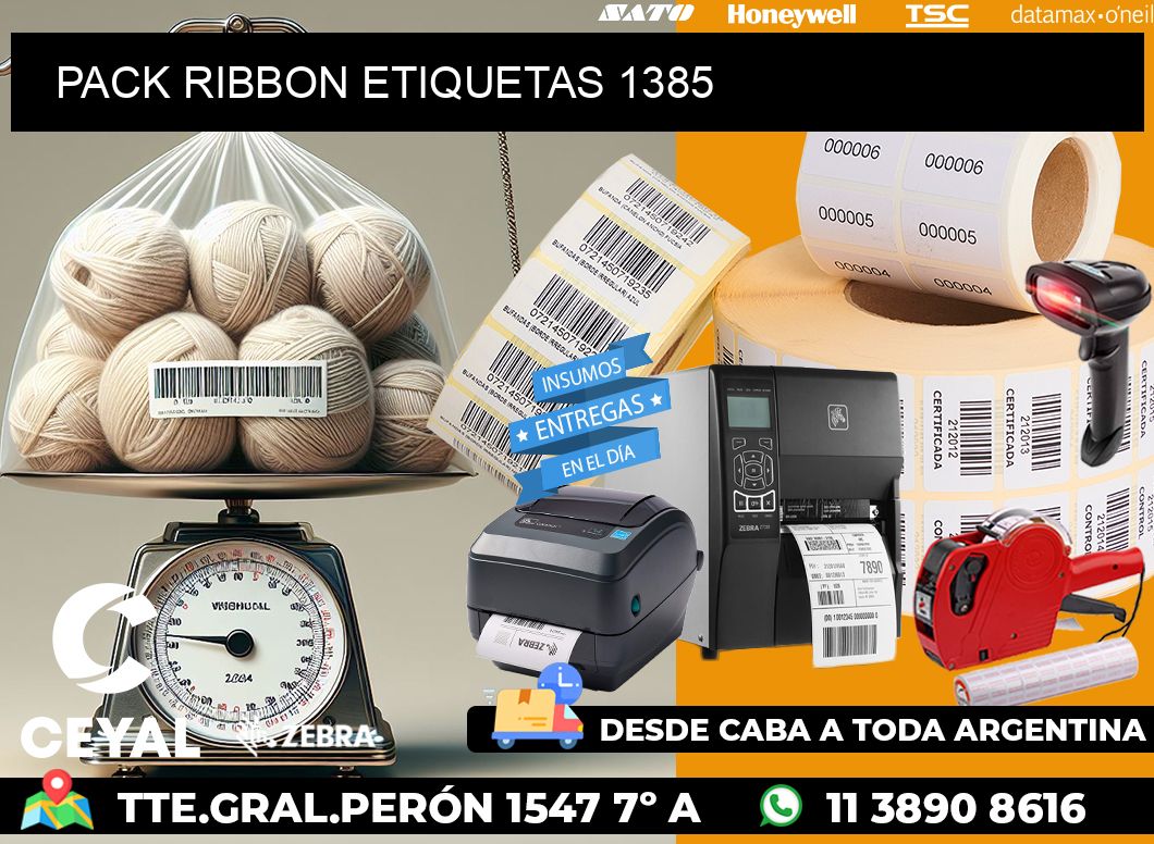 PACK RIBBON ETIQUETAS 1385