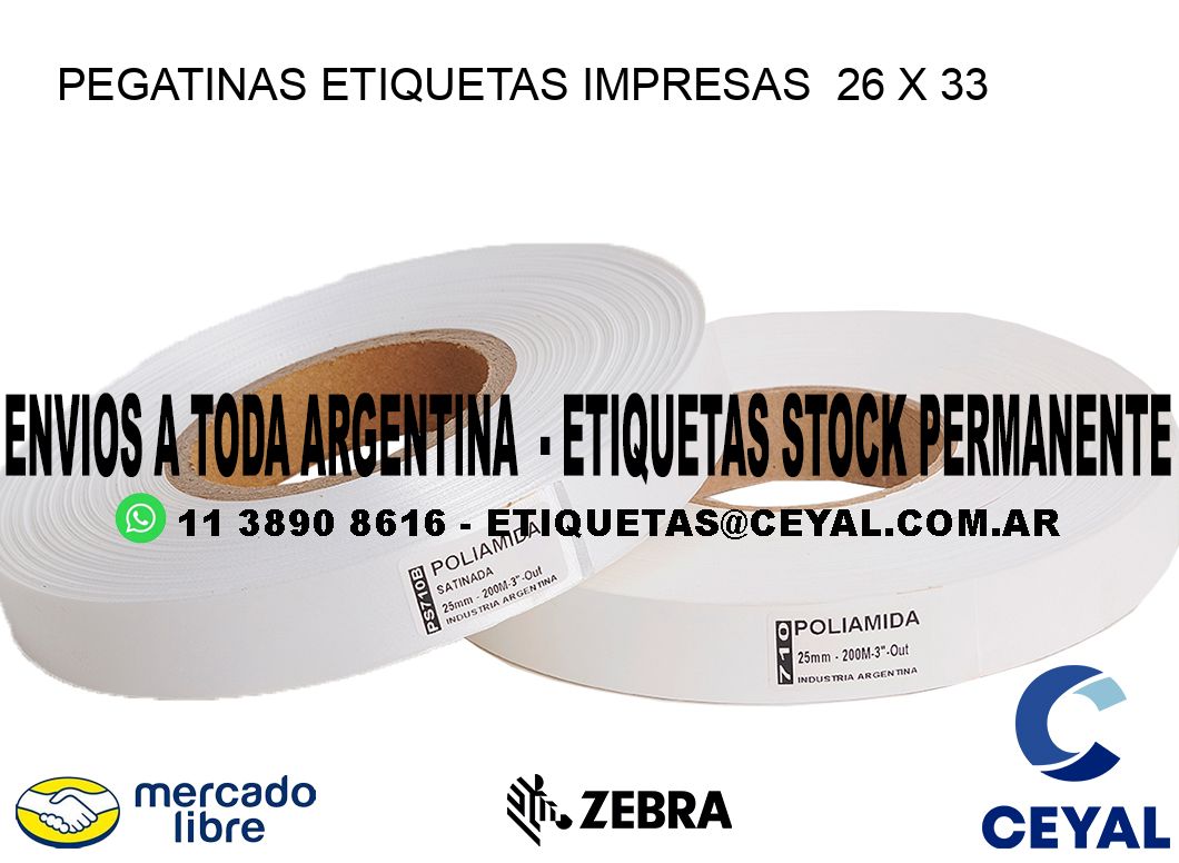 PEGATINAS ETIQUETAS IMPRESAS  26 x 33