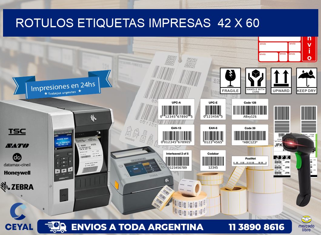 ROTULOS ETIQUETAS IMPRESAS  42 x 60