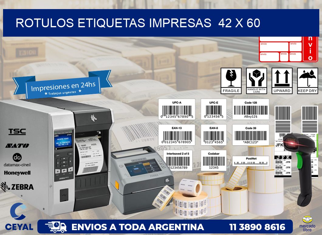 ROTULOS ETIQUETAS IMPRESAS  42 x 60