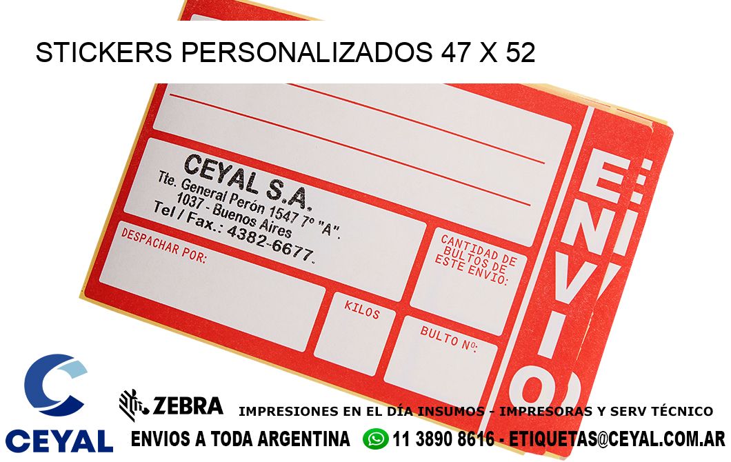 STICKERS PERSONALIZADOS 47 x 52