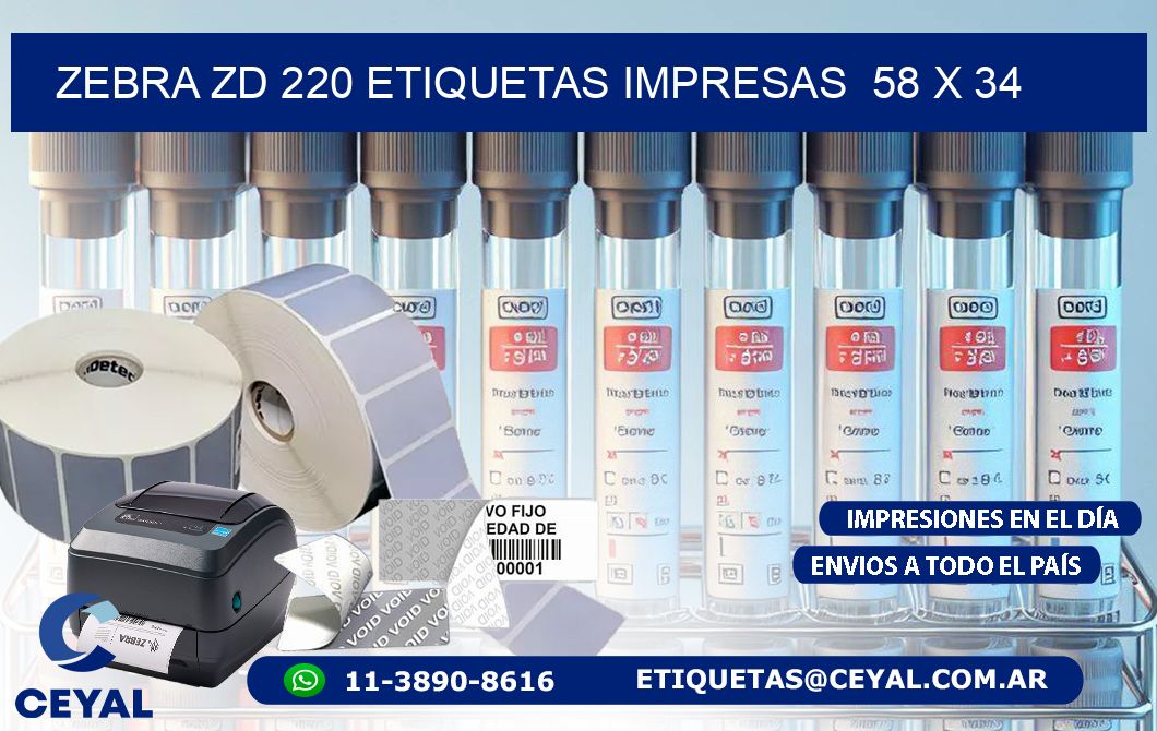 ZEBRA ZD 220 ETIQUETAS IMPRESAS  58 x 34