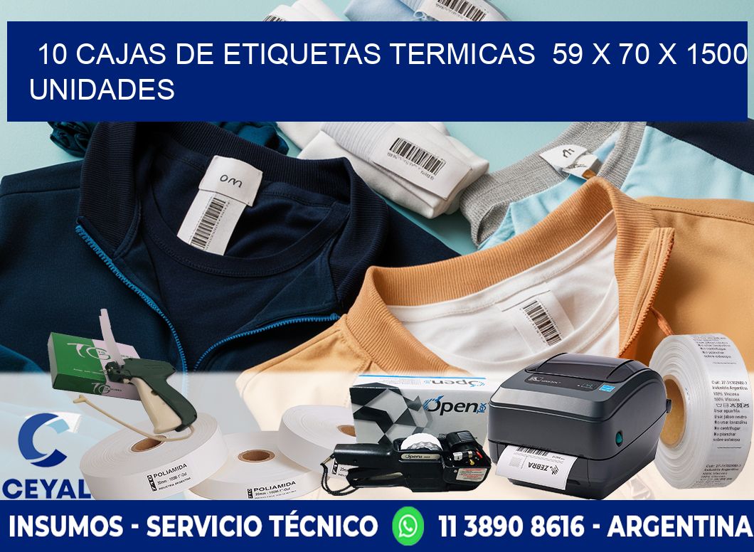 10 CAJAS DE ETIQUETAS TERMICAS  59 x 70 X 1500 UNIDADES