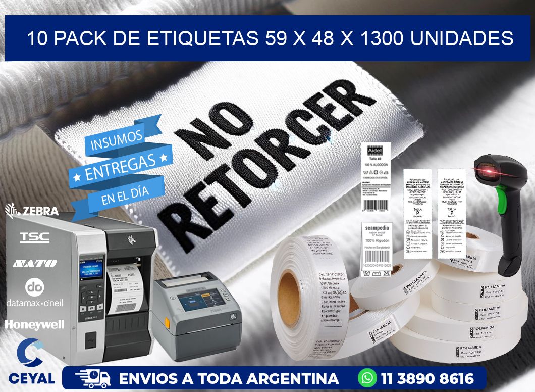 10 PACK DE ETIQUETAS 59 x 48 X 1300 UNIDADES