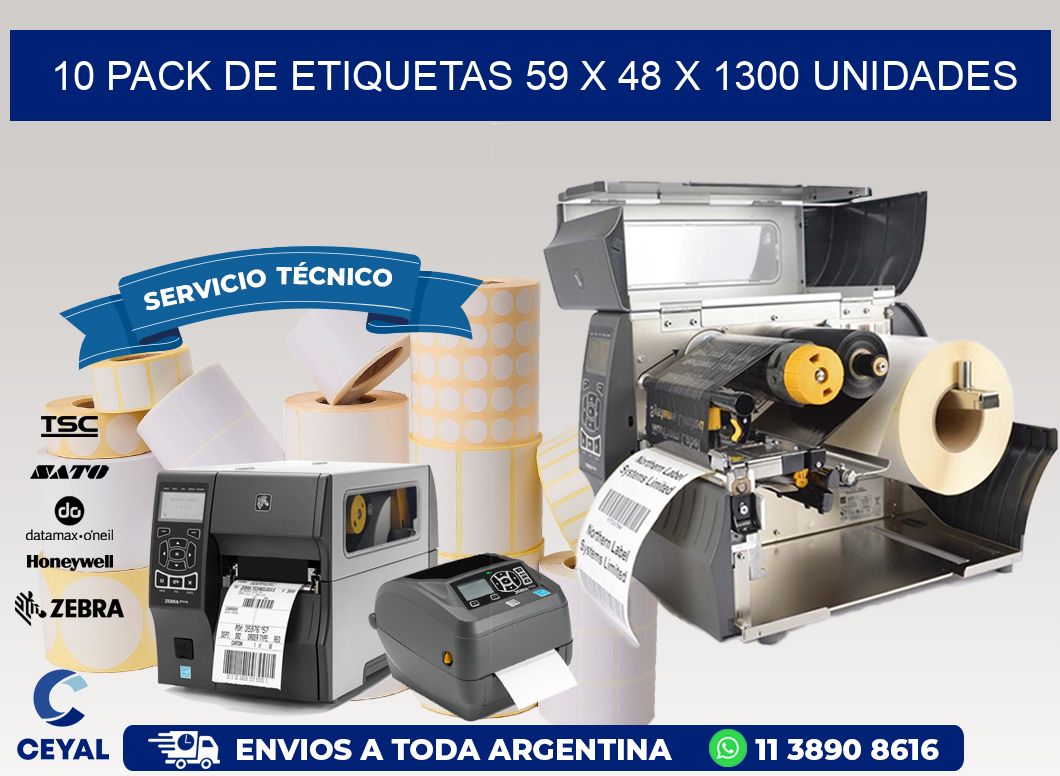 10 PACK DE ETIQUETAS 59 x 48 X 1300 UNIDADES