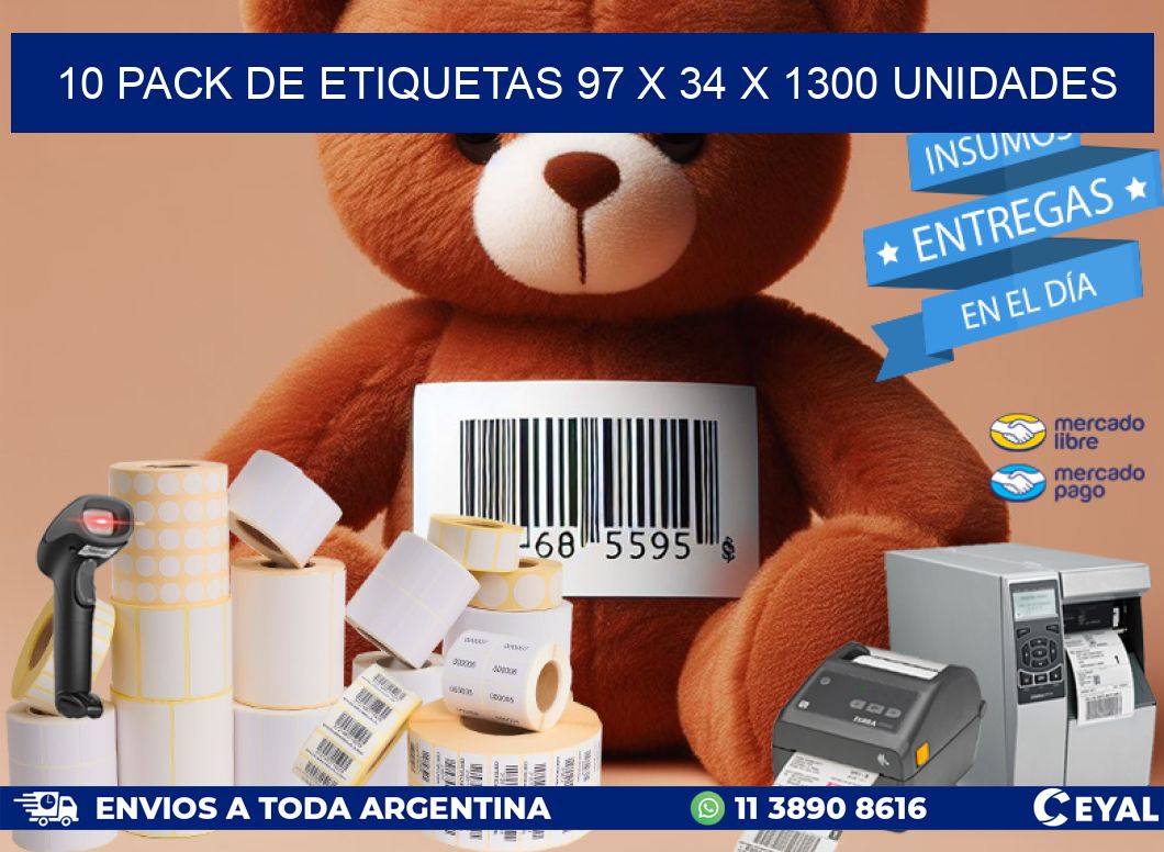 10 PACK DE ETIQUETAS 97 x 34 X 1300 UNIDADES