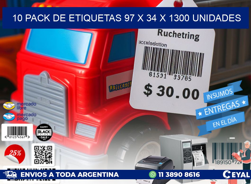 10 PACK DE ETIQUETAS 97 x 34 X 1300 UNIDADES