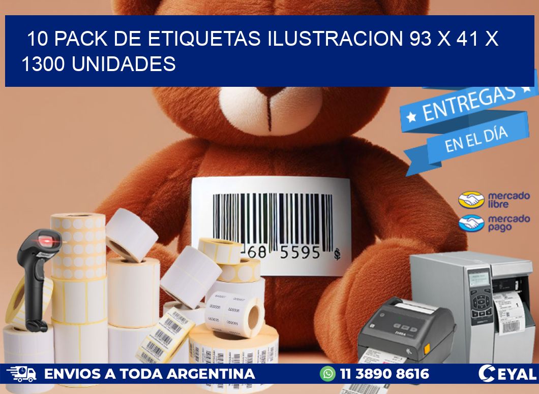 10 PACK DE ETIQUETAS ILUSTRACION 93 x 41 X 1300 UNIDADES