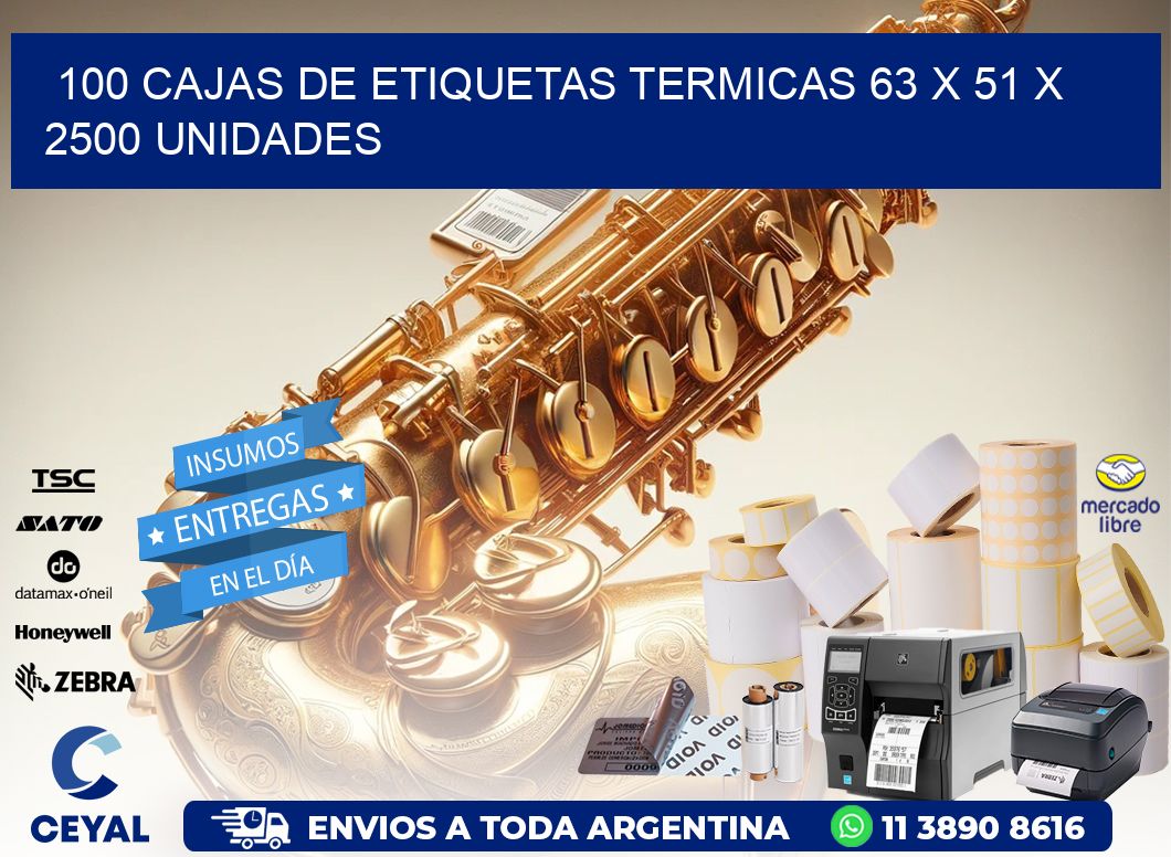 100 CAJAS DE ETIQUETAS TERMICAS 63 x 51 X 2500 UNIDADES