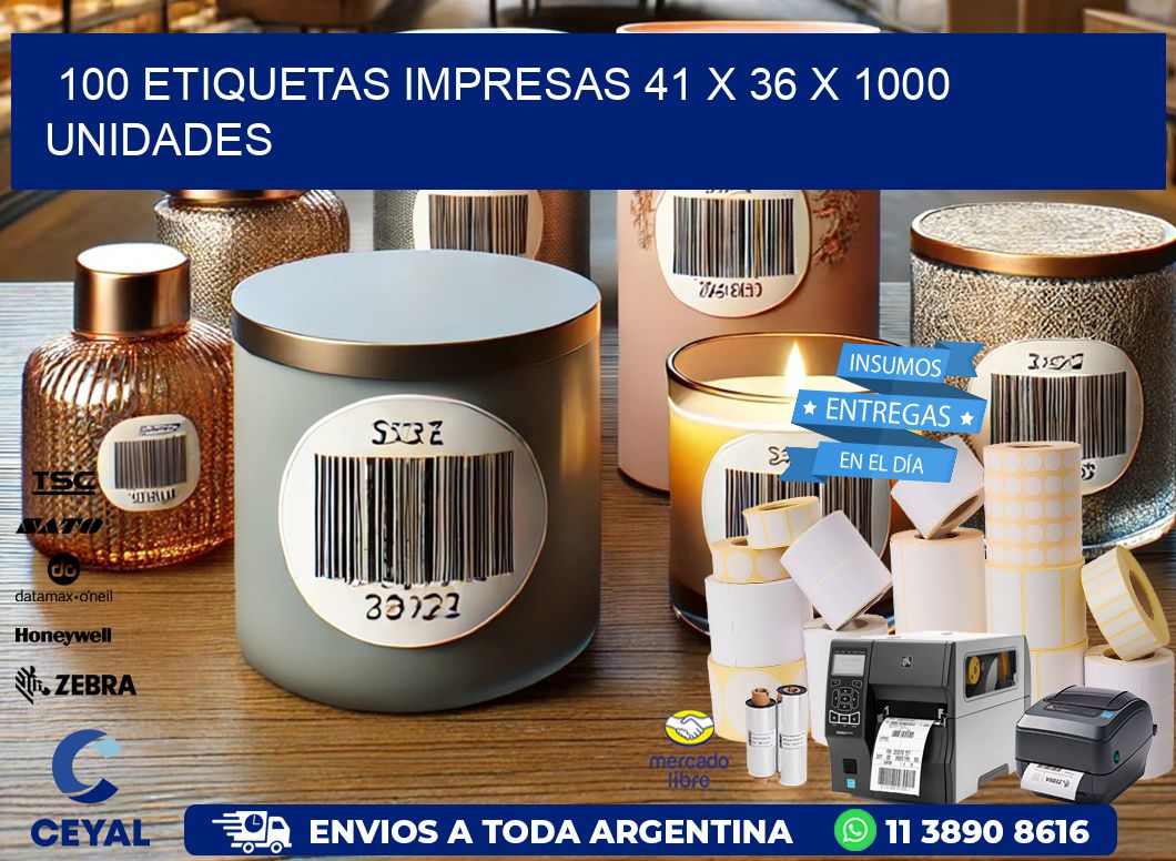 100 ETIQUETAS IMPRESAS 41 x 36 X 1000 UNIDADES