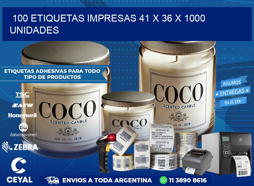 100 ETIQUETAS IMPRESAS 41 x 36 X 1000 UNIDADES