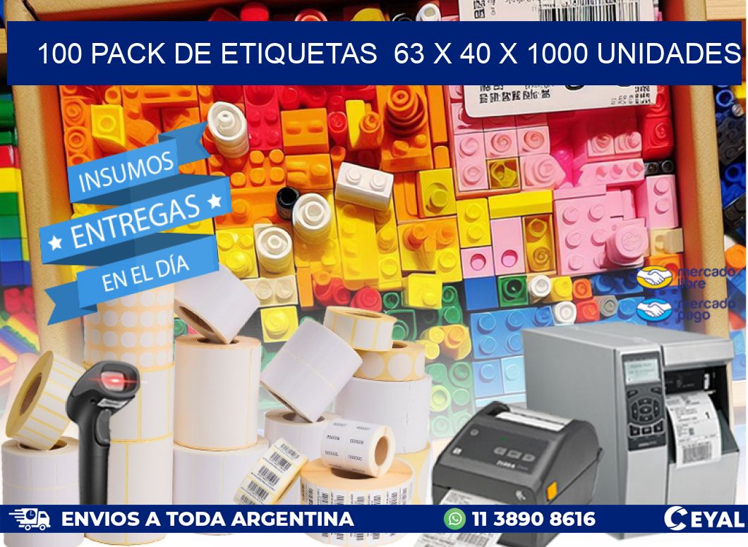 100 PACK DE ETIQUETAS  63 x 40 X 1000 UNIDADES