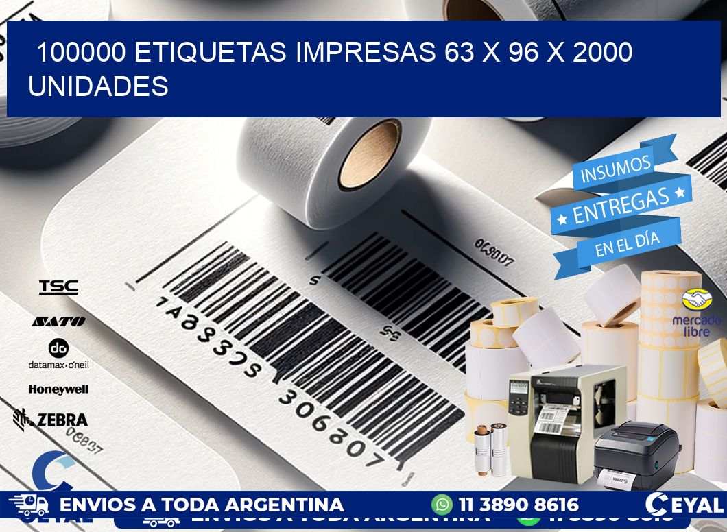 100000 ETIQUETAS IMPRESAS 63 x 96 X 2000 UNIDADES