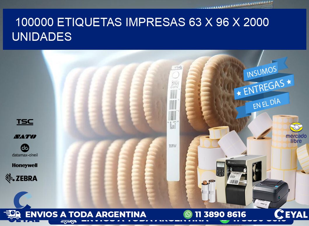 100000 ETIQUETAS IMPRESAS 63 x 96 X 2000 UNIDADES