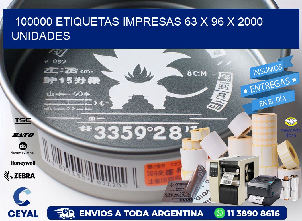 100000 ETIQUETAS IMPRESAS 63 x 96 X 2000 UNIDADES