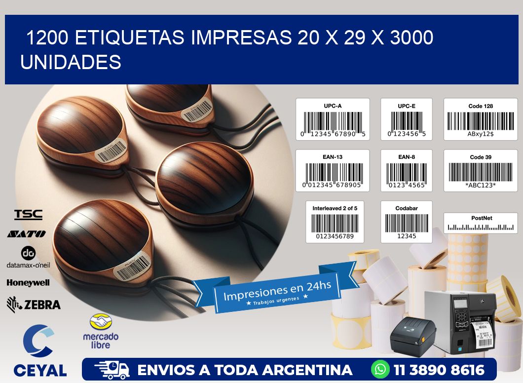 1200 ETIQUETAS IMPRESAS 20 x 29 X 3000 UNIDADES