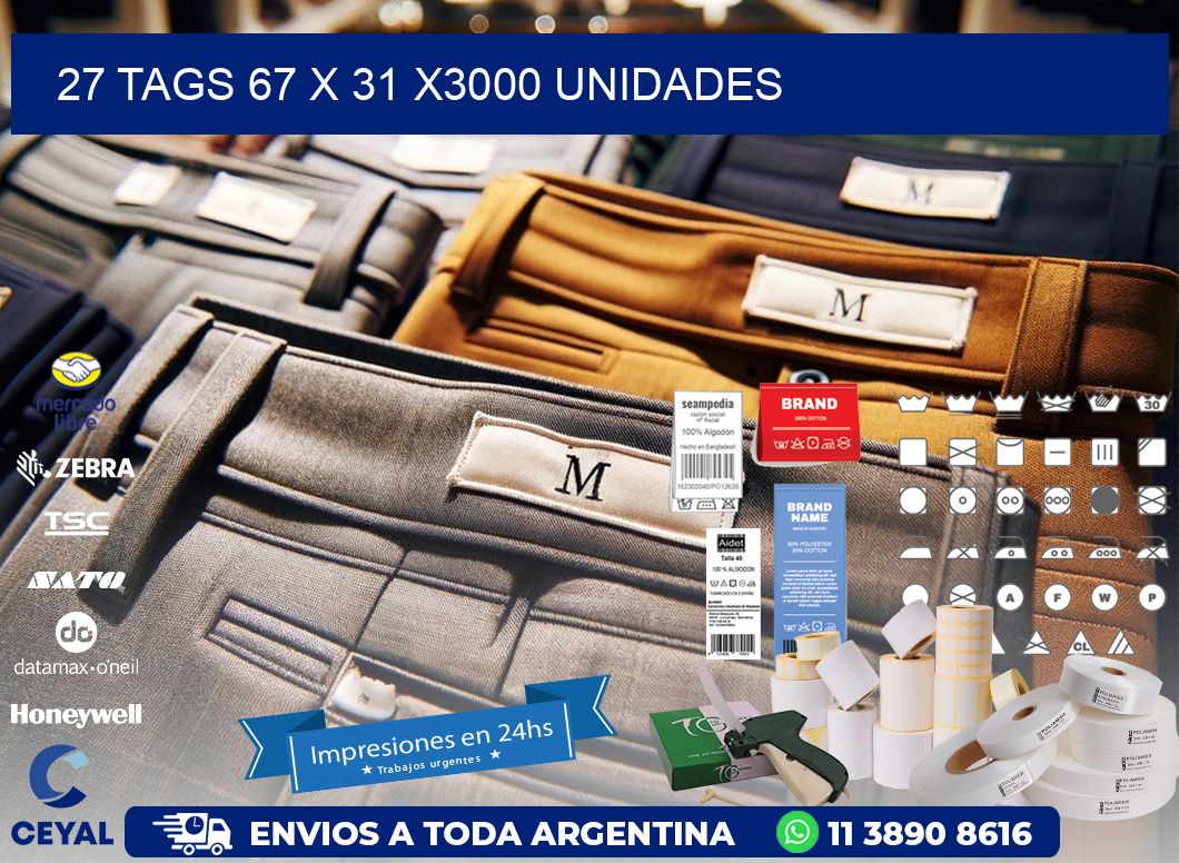 27 TAGS 67 x 31 X3000 UNIDADES