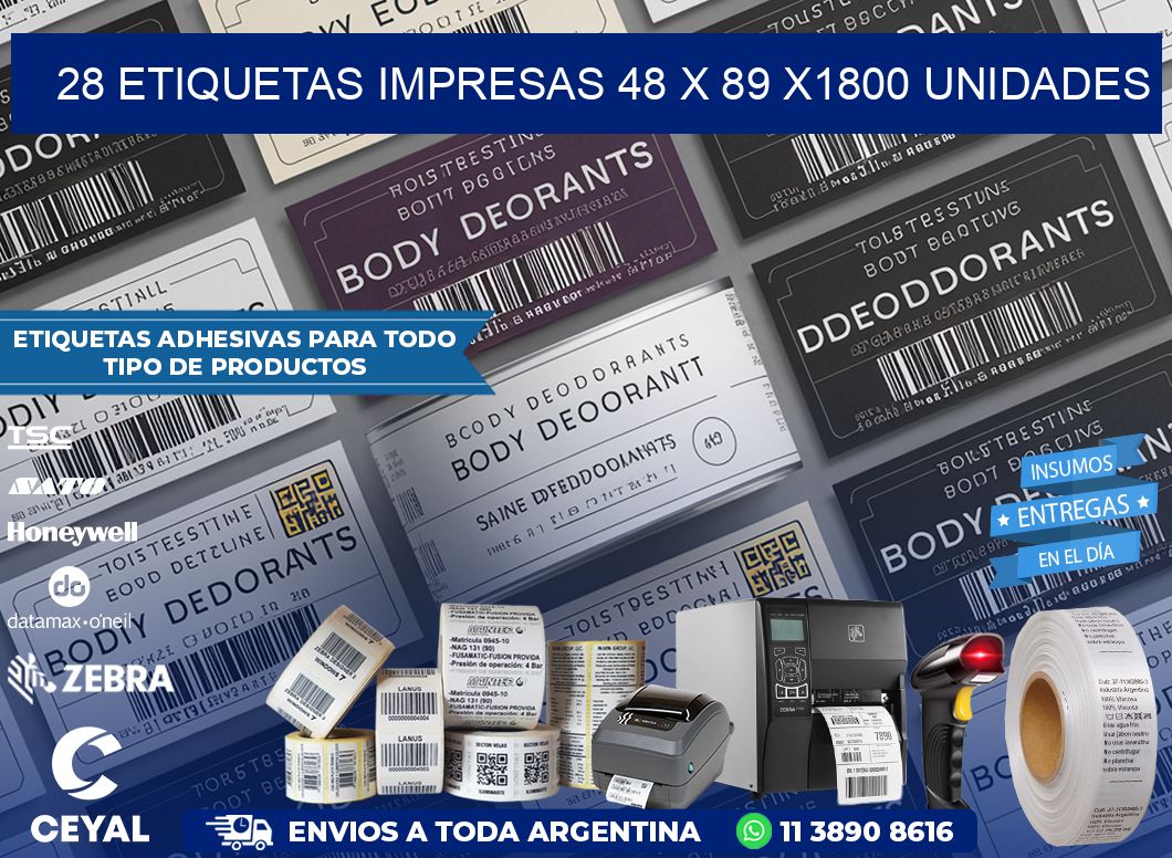 28 ETIQUETAS IMPRESAS 48 x 89 X1800 UNIDADES