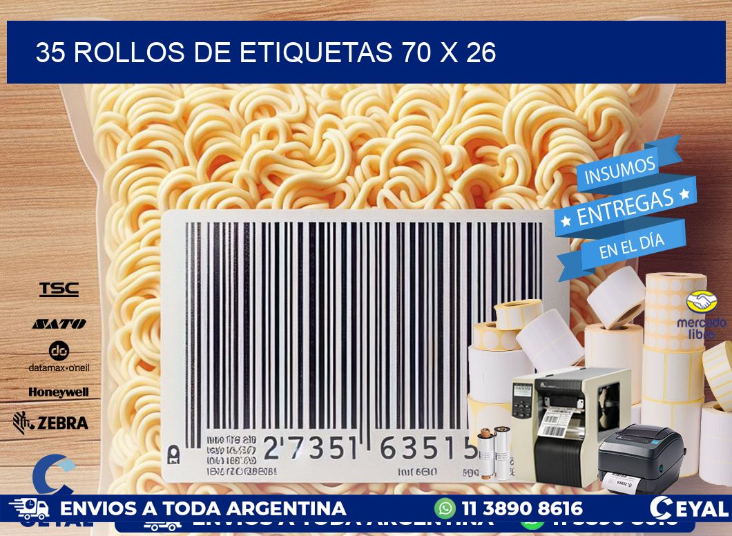 35 ROLLOS DE ETIQUETAS 70 x 26