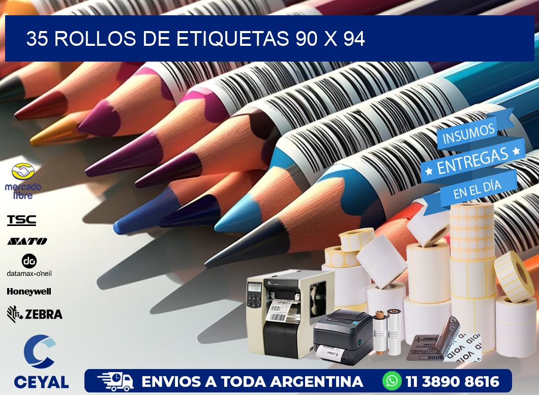 35 ROLLOS DE ETIQUETAS 90 x 94