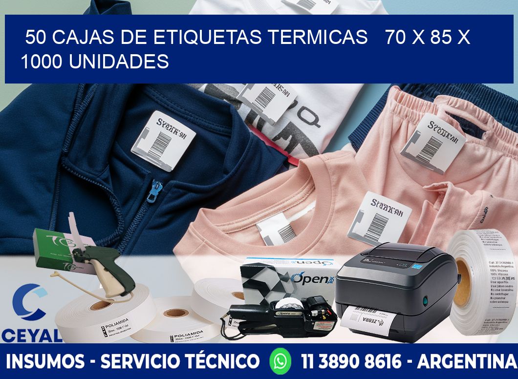 50 CAJAS DE ETIQUETAS TERMICAS   70 x 85 X 1000 UNIDADES