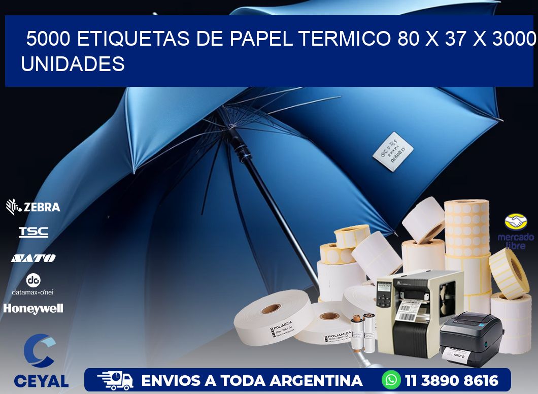 5000 ETIQUETAS DE PAPEL TERMICO 80 x 37 X 3000 UNIDADES