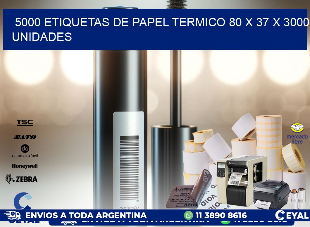 5000 ETIQUETAS DE PAPEL TERMICO 80 x 37 X 3000 UNIDADES