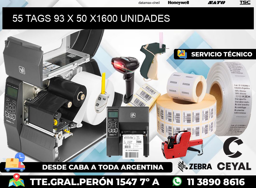 55 TAGS 93 x 50 X1600 UNIDADES