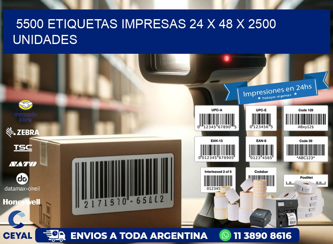 5500 ETIQUETAS IMPRESAS 24 x 48 X 2500 UNIDADES