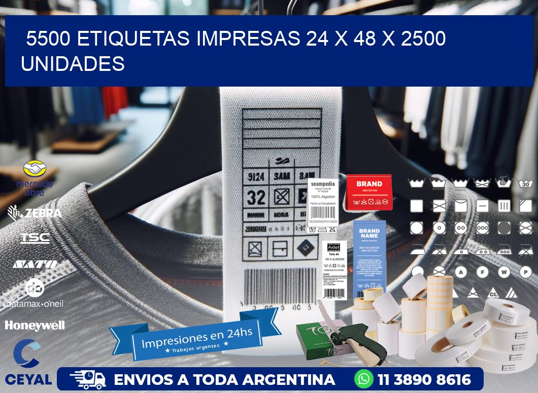 5500 ETIQUETAS IMPRESAS 24 x 48 X 2500 UNIDADES