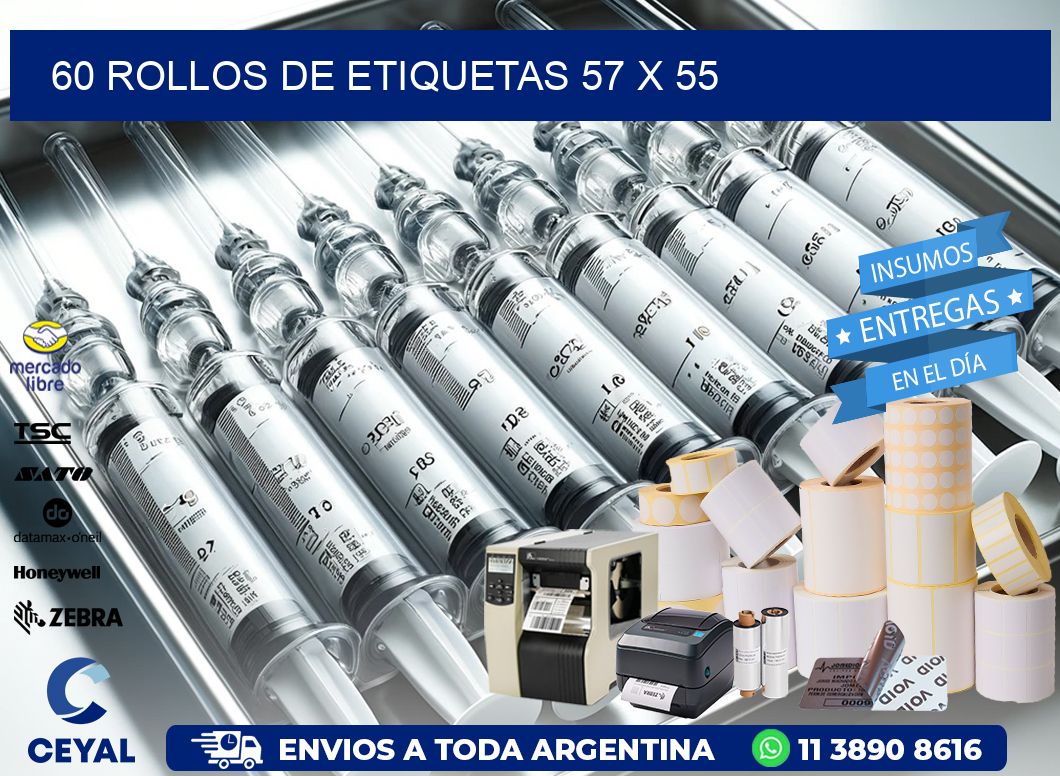 60 ROLLOS DE ETIQUETAS 57 x 55