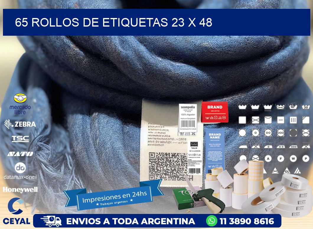 65 ROLLOS DE ETIQUETAS 23 x 48