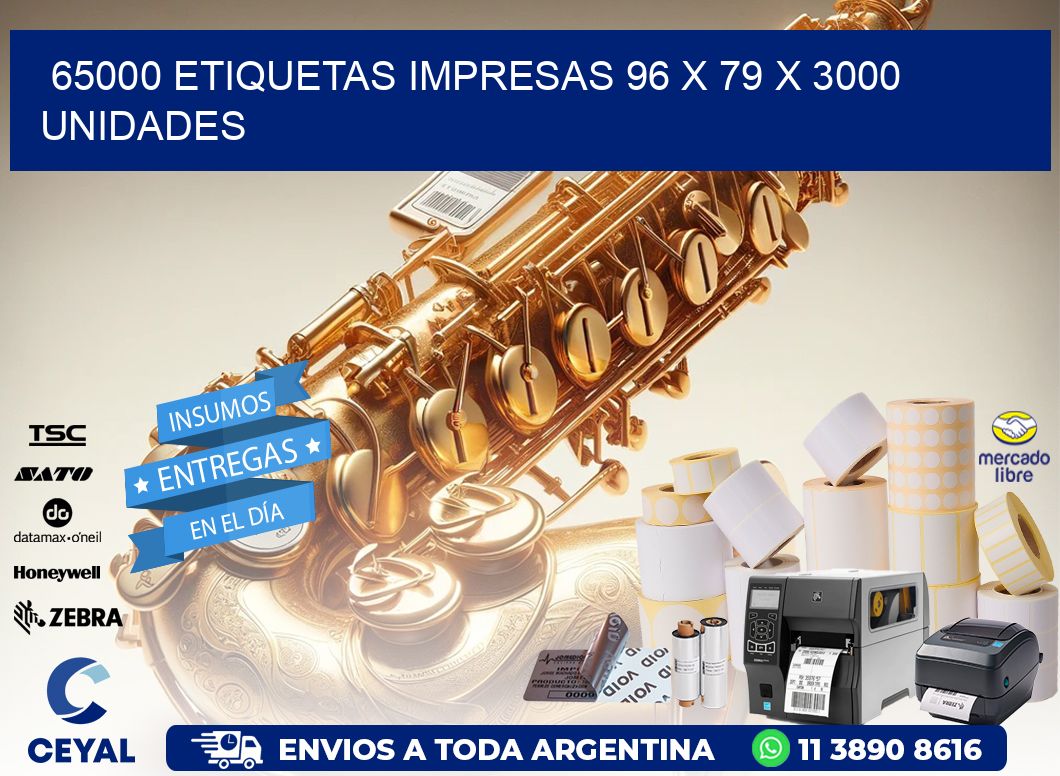 65000 ETIQUETAS IMPRESAS 96 x 79 X 3000 UNIDADES