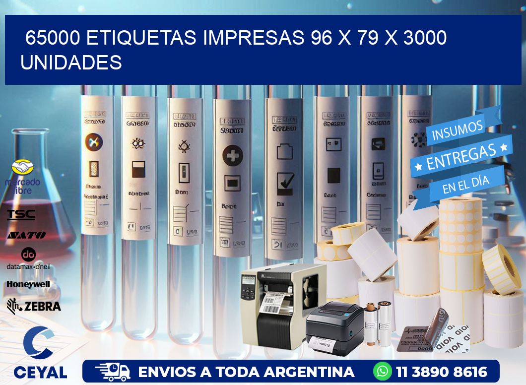 65000 ETIQUETAS IMPRESAS 96 x 79 X 3000 UNIDADES