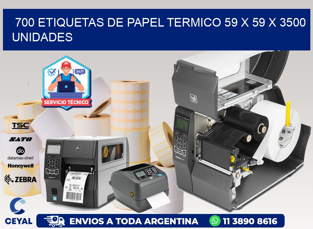 700 ETIQUETAS DE PAPEL TERMICO 59 x 59 X 3500 UNIDADES