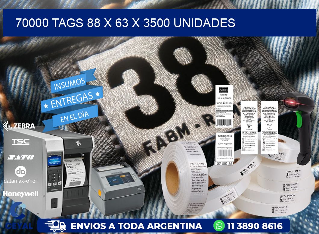 70000 TAGS 88 x 63 X 3500 UNIDADES