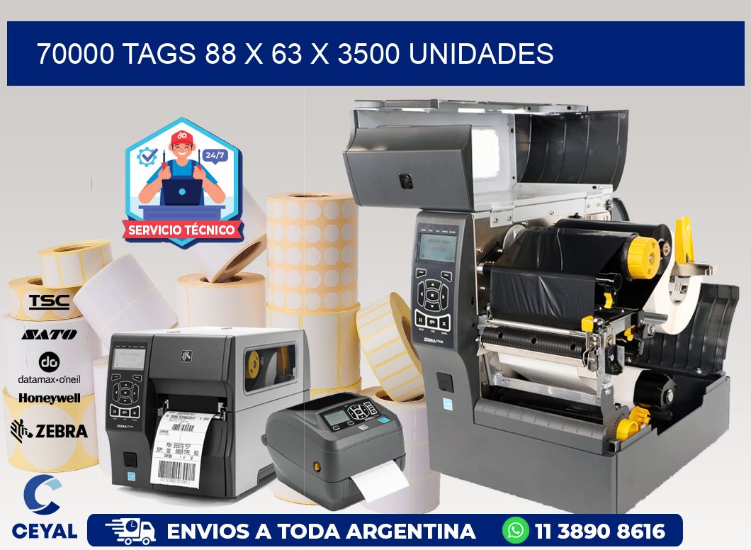 70000 TAGS 88 x 63 X 3500 UNIDADES