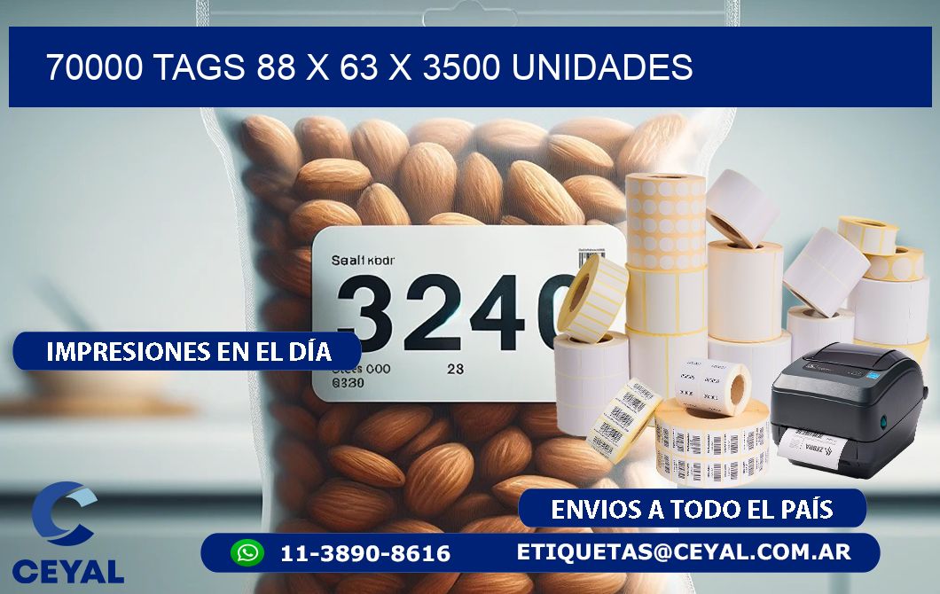 70000 TAGS 88 x 63 X 3500 UNIDADES