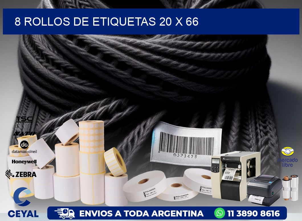 8 ROLLOS DE ETIQUETAS 20 x 66