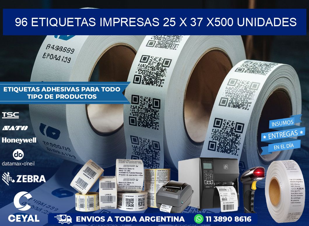 96 ETIQUETAS IMPRESAS 25 x 37 x500 UNIDADES