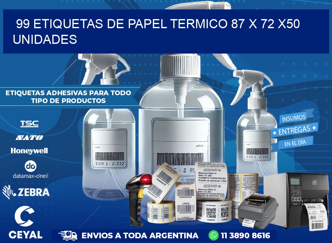 99 ETIQUETAS DE PAPEL TERMICO 87 x 72 x50 UNIDADES