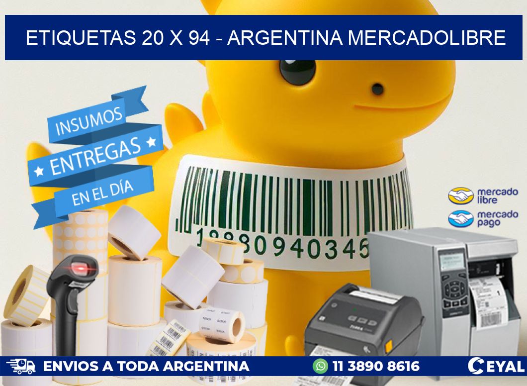 ETIQUETAS 20 x 94 - ARGENTINA MERCADOLIBRE