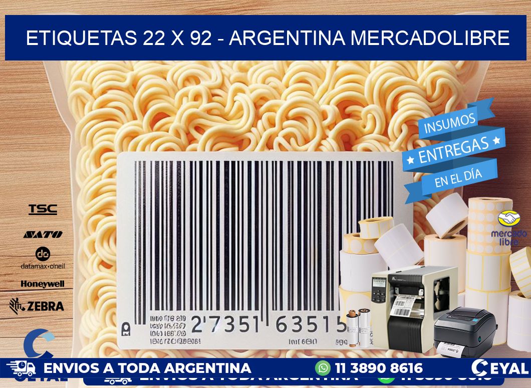 ETIQUETAS 22 x 92 - ARGENTINA MERCADOLIBRE