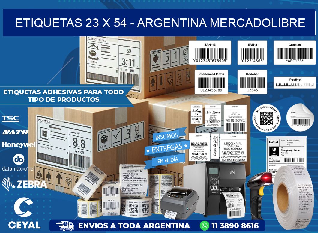 ETIQUETAS 23 x 54 - ARGENTINA MERCADOLIBRE