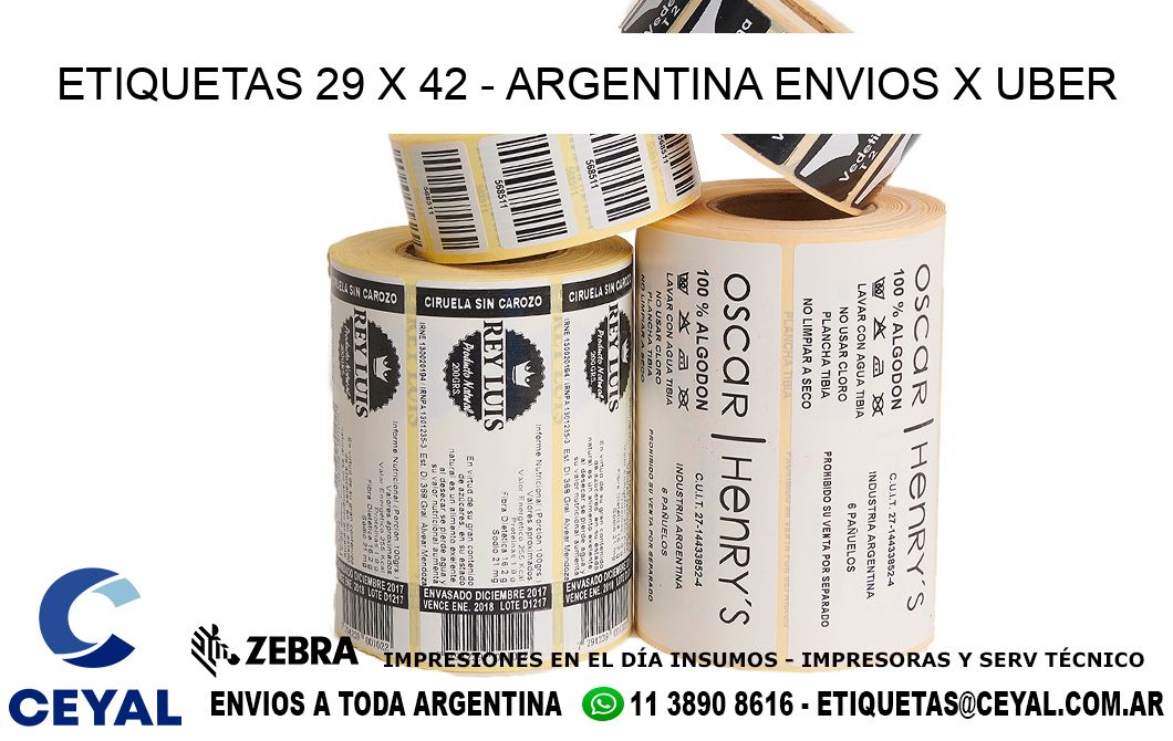 ETIQUETAS 29 x 42 - ARGENTINA ENVIOS X UBER