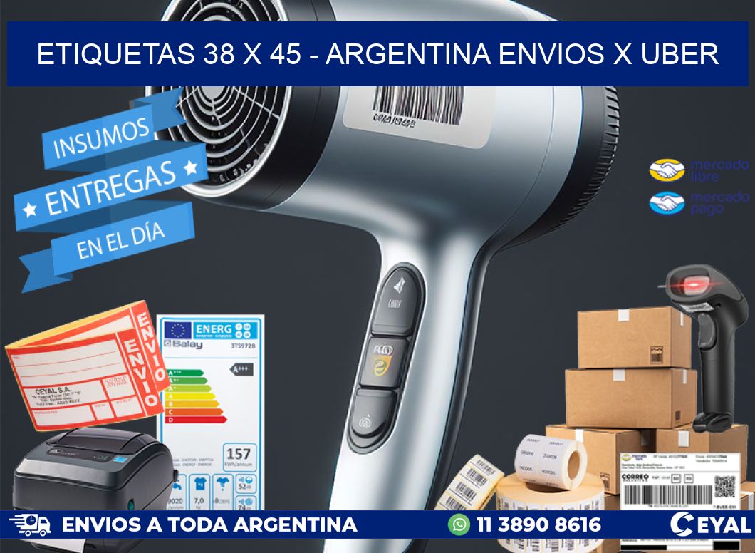 ETIQUETAS 38 x 45 - ARGENTINA ENVIOS X UBER