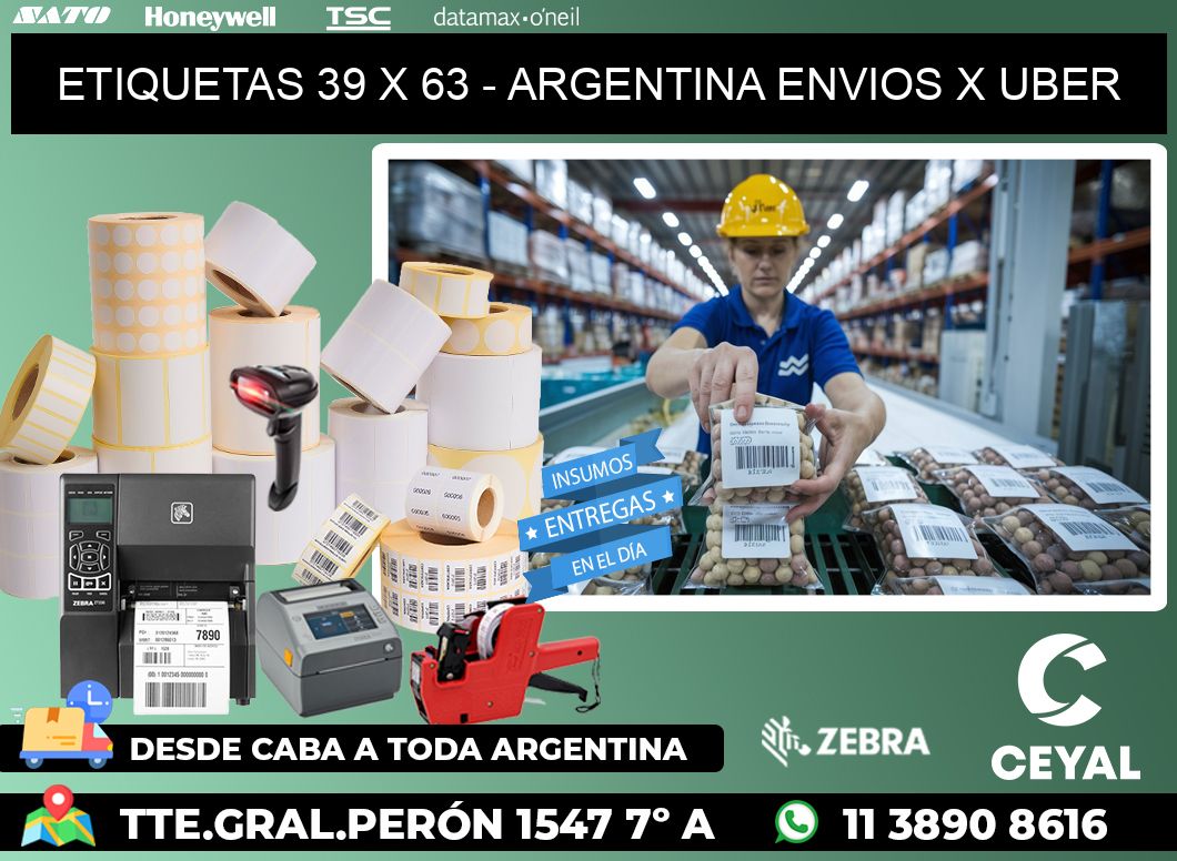 ETIQUETAS 39 x 63 - ARGENTINA ENVIOS X UBER