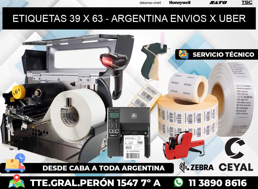 ETIQUETAS 39 x 63 - ARGENTINA ENVIOS X UBER